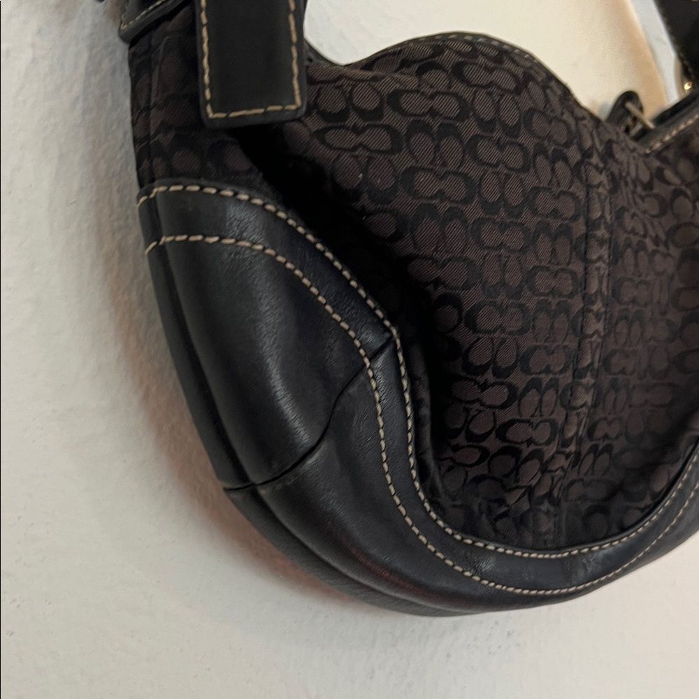 Coach Vintage Black Mini Hobo Soho Signature Canvas Shoulder Bag Y2K 90s Retro - Picture 4 of 15